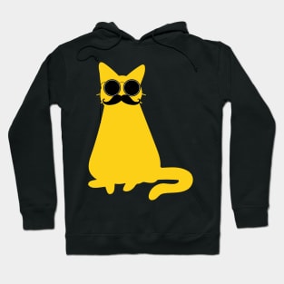 funny yellow cat with a big mustache and sunglasses Hoodie